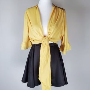 Windsor Sheer Yellow Open Cardigan Bow Blouse